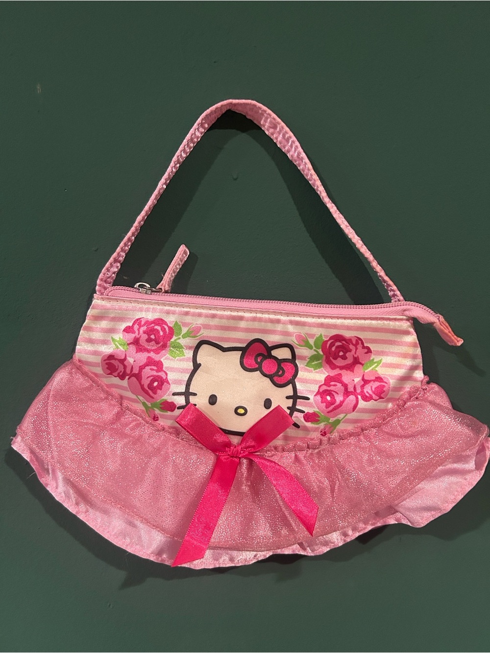 Vintage Y2K Hello Kitty Pink Floral Bow Shoulder Bag